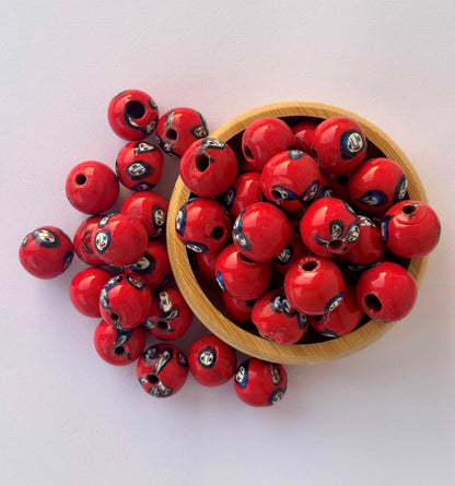 10 Pieces Red Face Eye Glass Beads 20x18MM