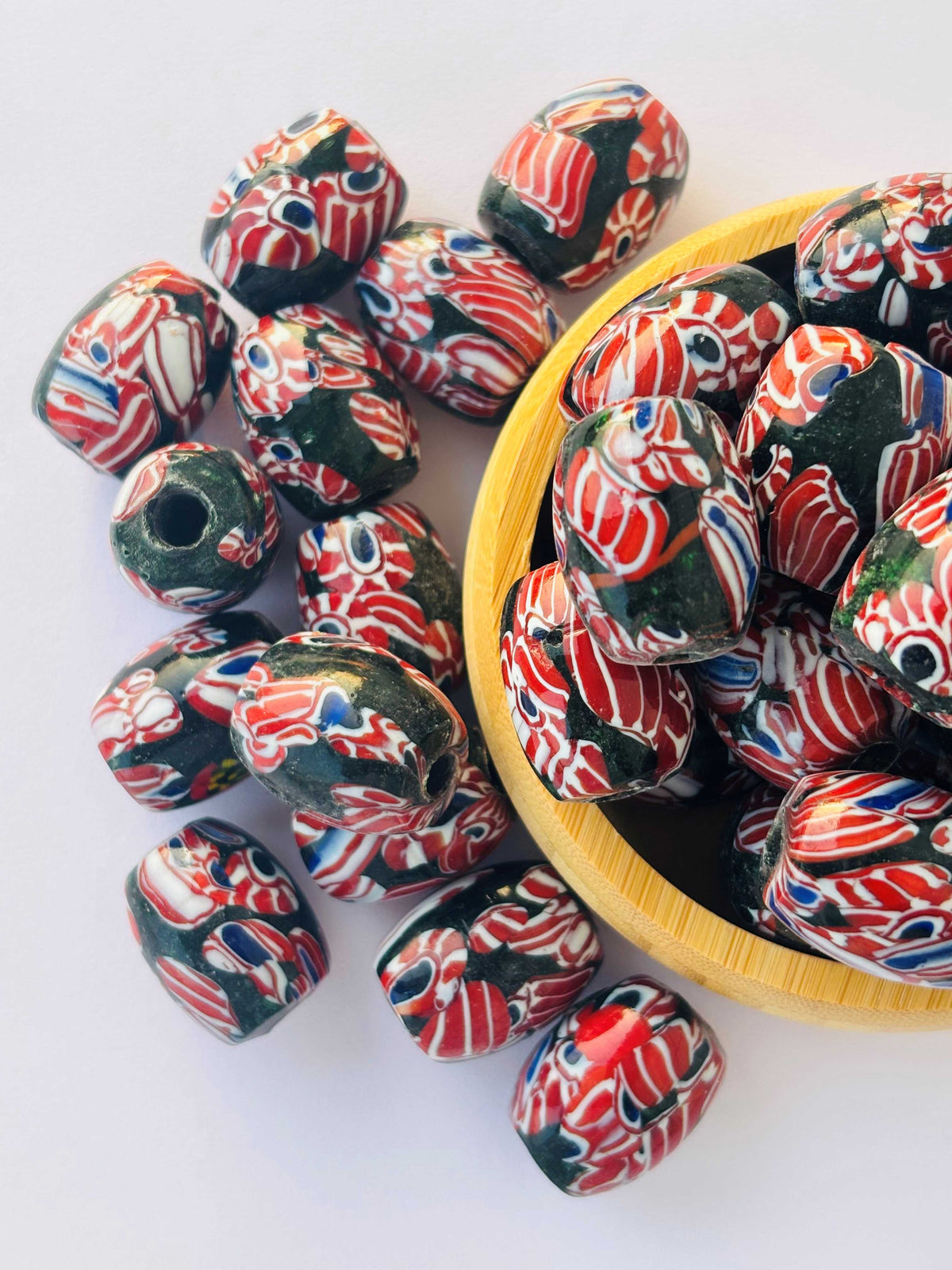 8 Pieces Multicolor Millefiori Oval Glass Beads 25x20MM