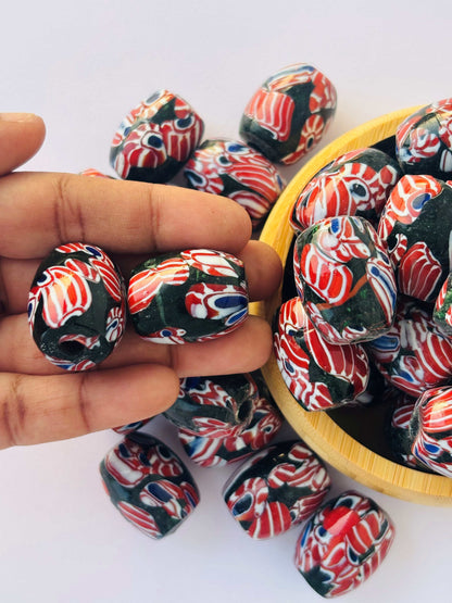 8 Pieces Multicolor Millefiori Oval Glass Beads 25x20MM