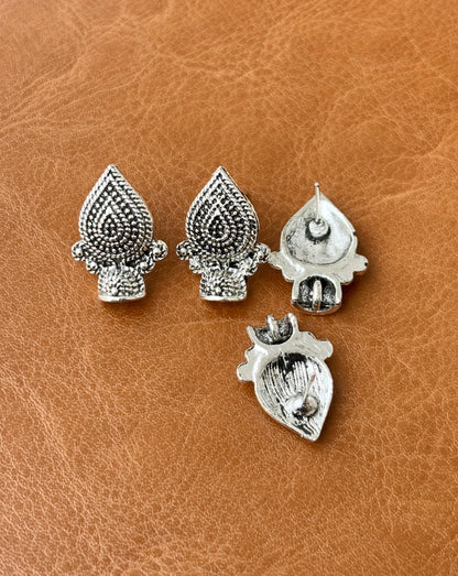 Oxidized Silver Teardrop Studs