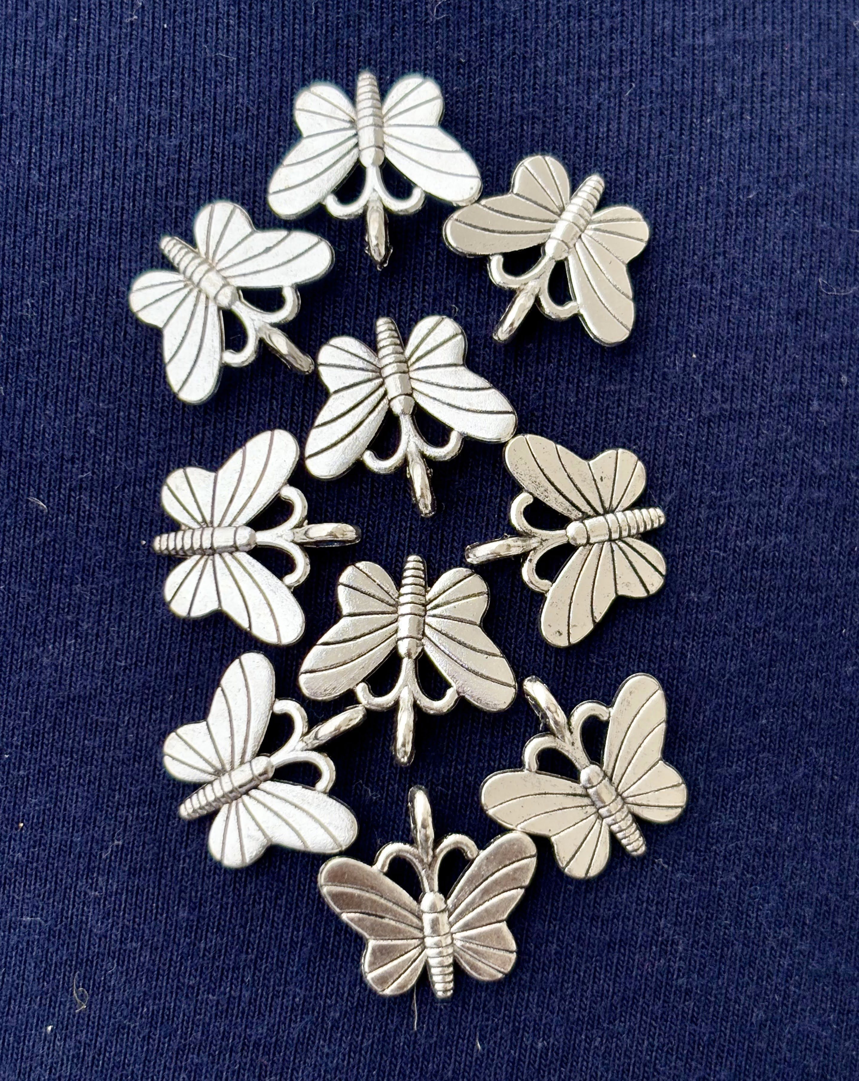 Striped Butterfly Metal Charms