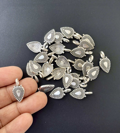 Antique Silver Textured Teardrop Charms