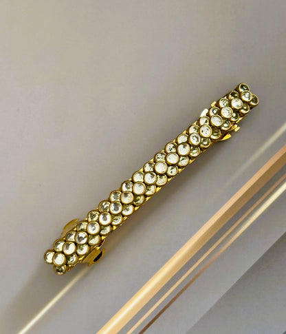 Handmade White Kundan Gold Hair Clip