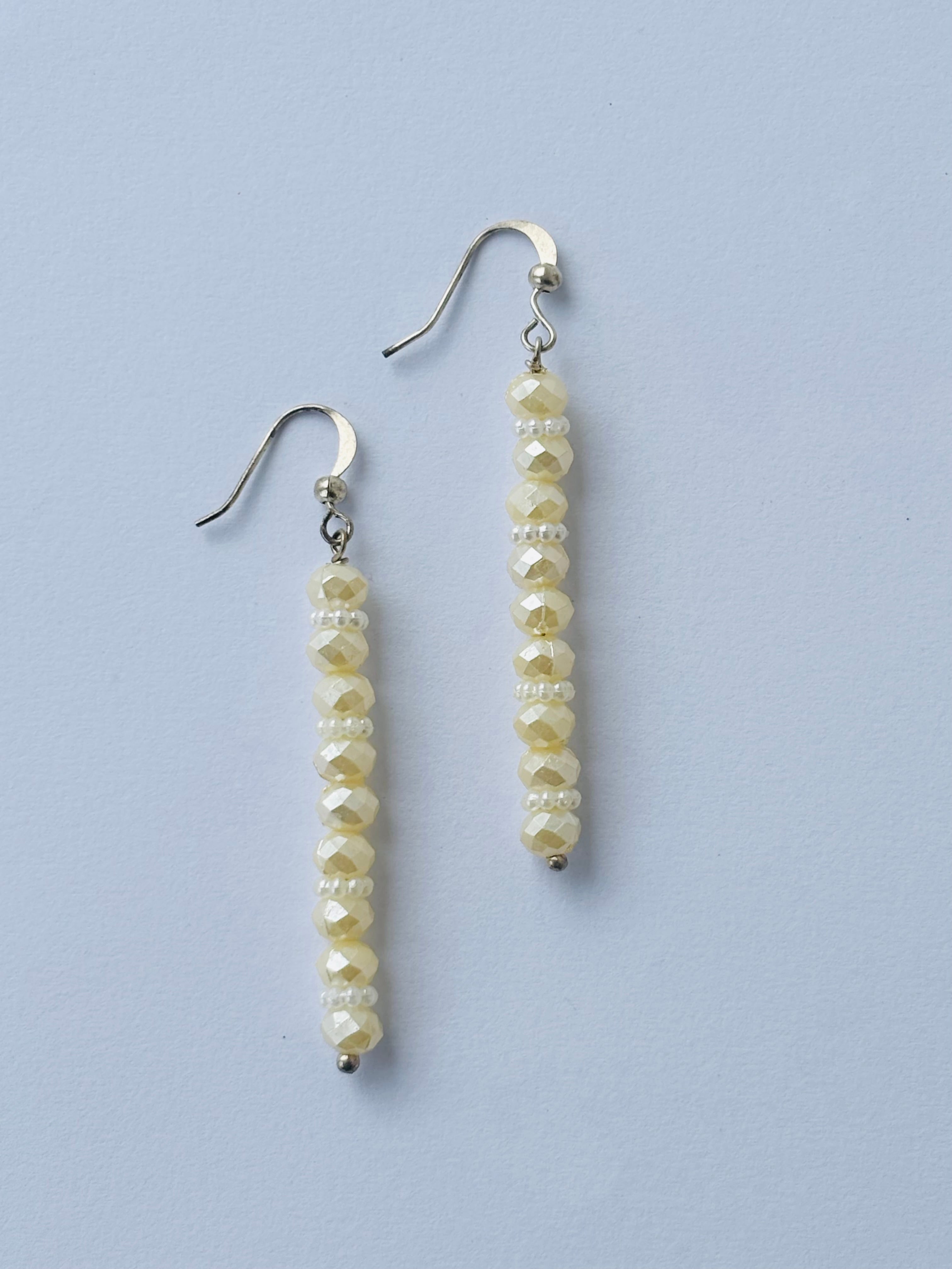 Ivory Pearl and Crystal Dangle Earrings