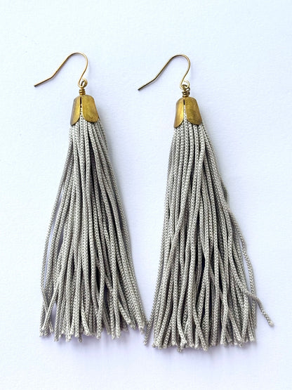 Handmade Gray Tassel Earrings