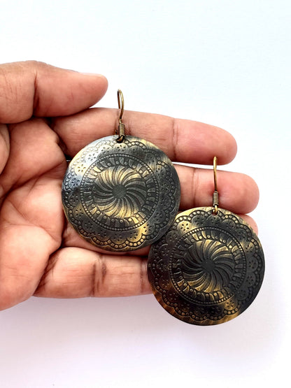 Oxidized Gold Bohemian Circle Earrings