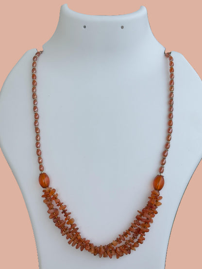 Handmade Orange Chip Bead Statement Necklace