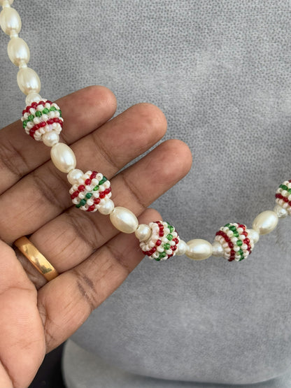 Handmade Pearl and Colorful Beaded Statement Necklace