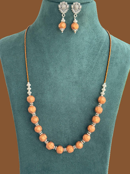 Handmade Oxidized and Mettalic Brown Bead Jewelry Set
