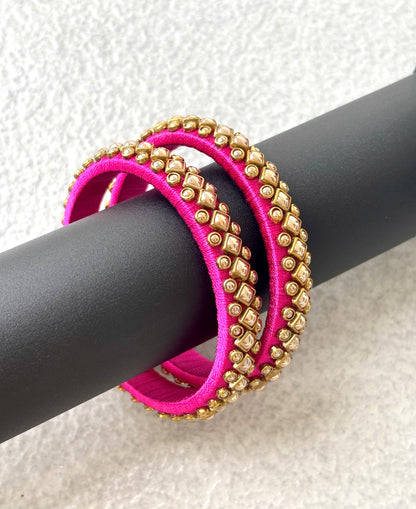 Rani Pink Silk Thread Bangles