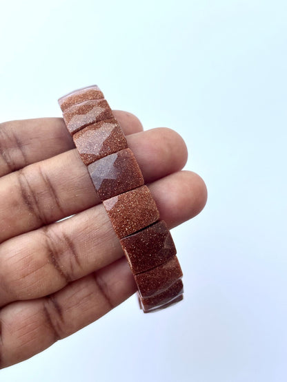 Faceted Gold Sandstone Bead Bracelet