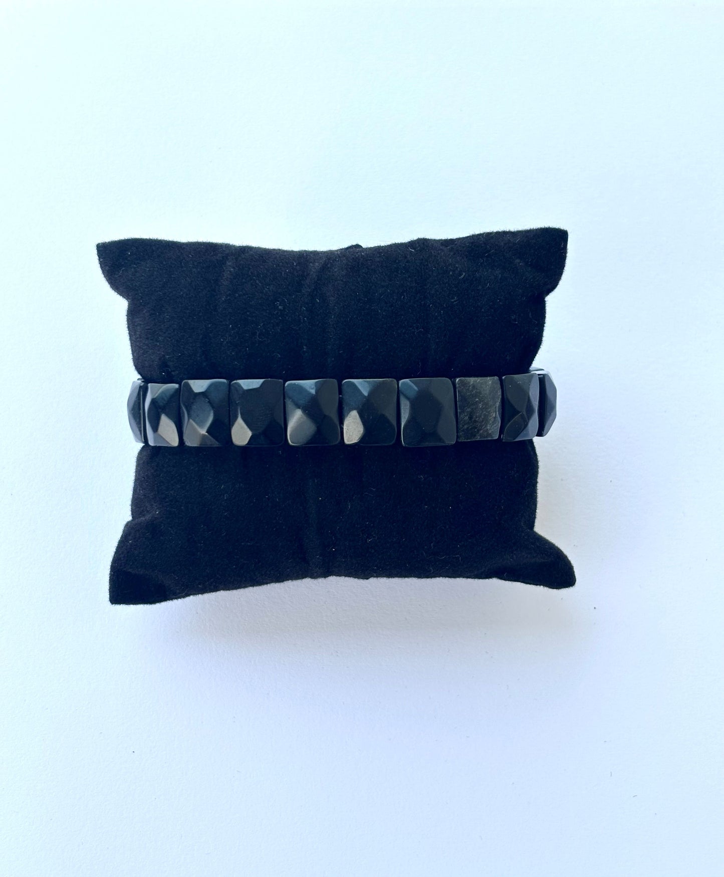 Natural Black Obsidian Bead Bracelet