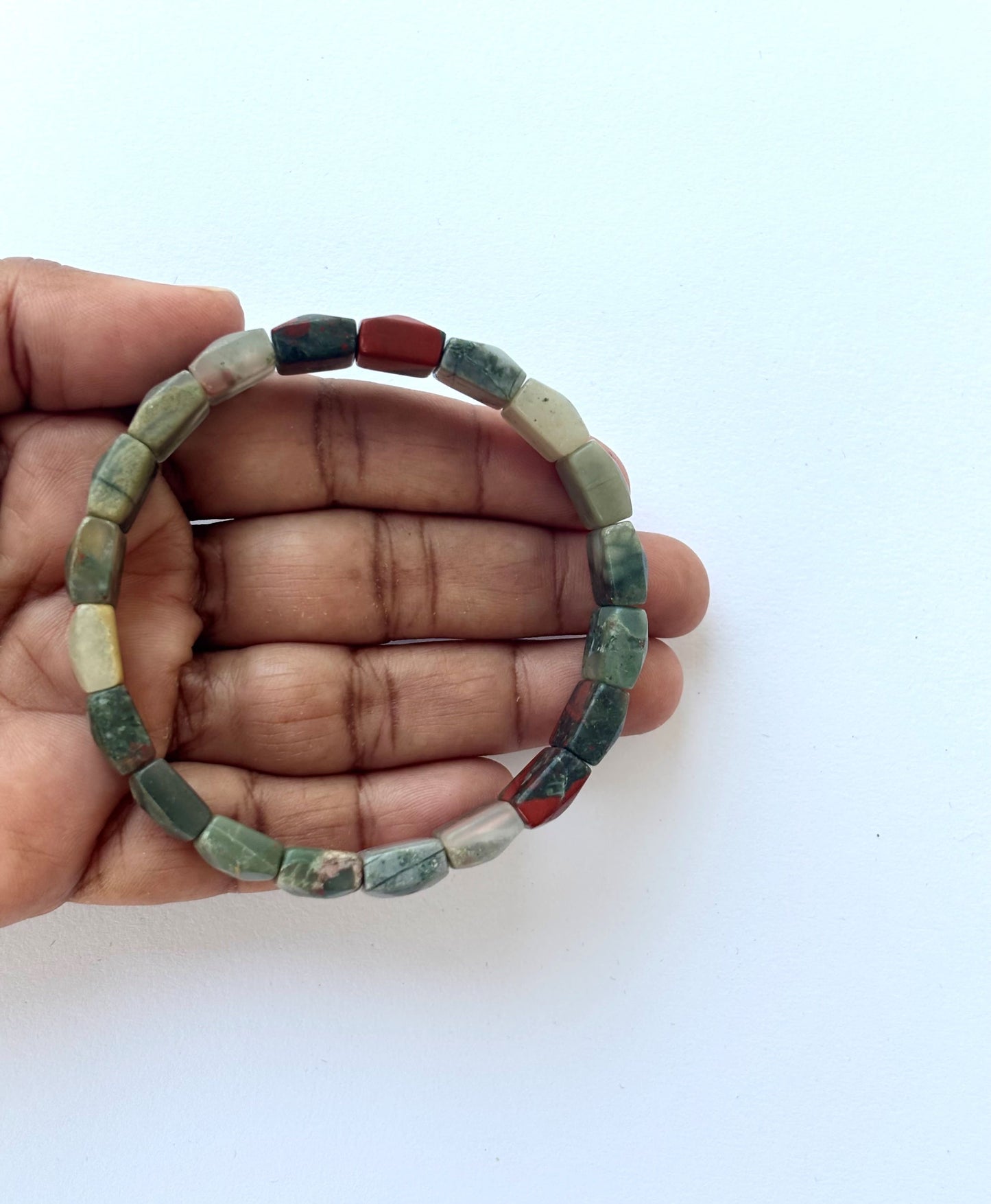 Natural Indian Agate Faceted Bead Bracelet