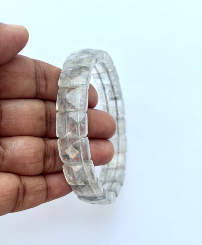 Clear Crystal Quartz Faceted Bracelet