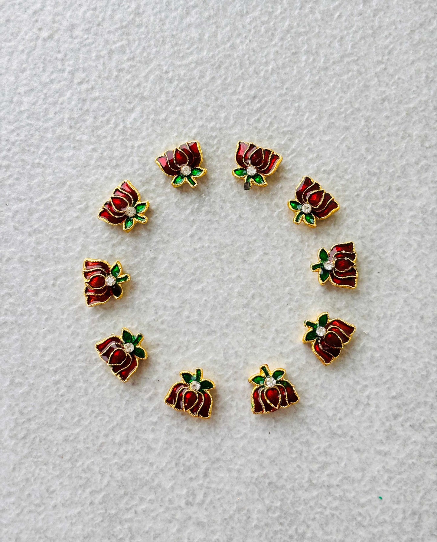 Maroon Meenakari Lotus Kundan Beads or Charms