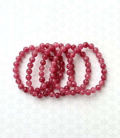 Ruby Pink Faceted Gemstone Bracelet