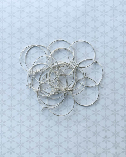 Silver Beading Hoop Earrings