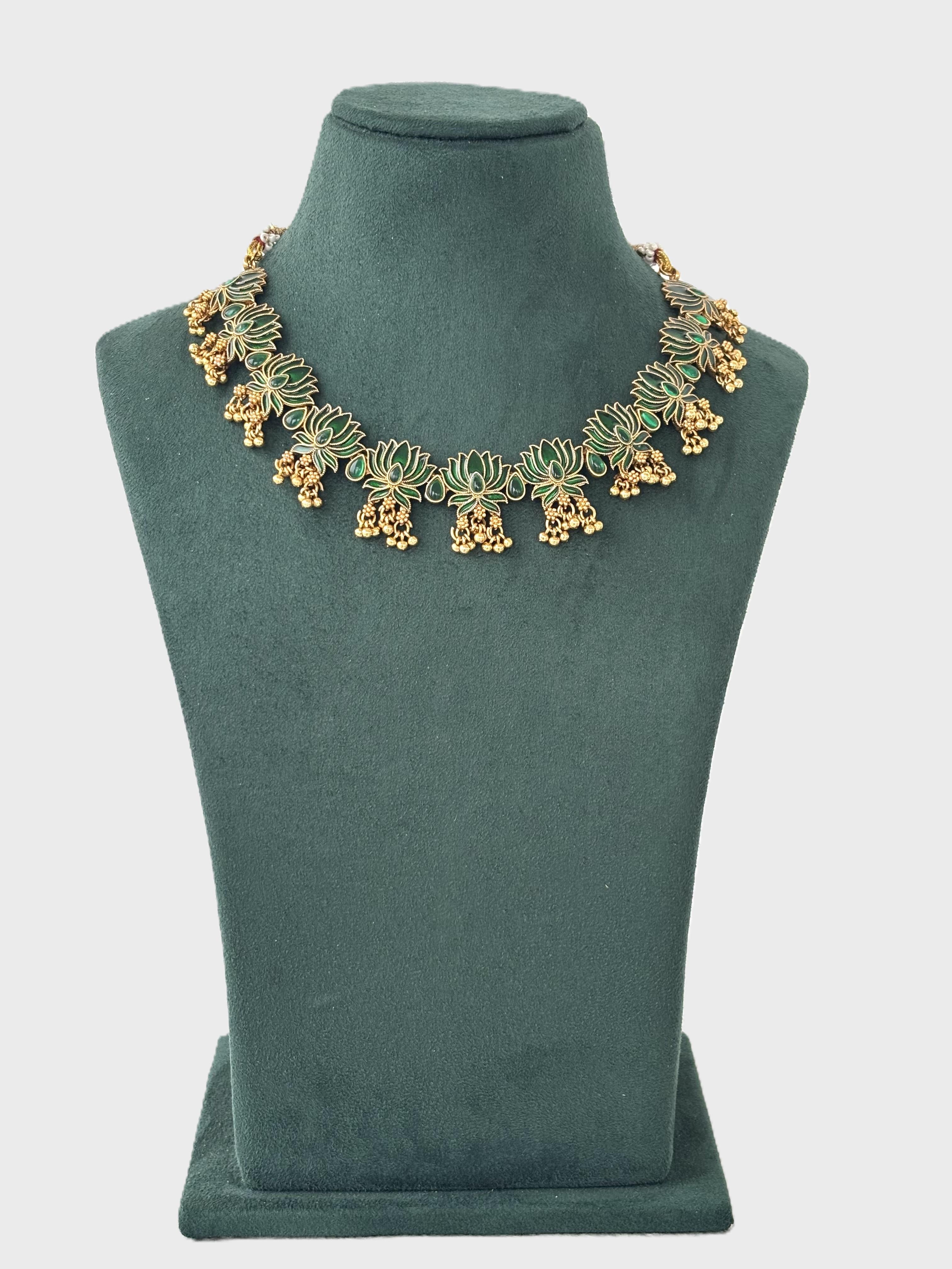 Green Lotus Kundan Necklace
