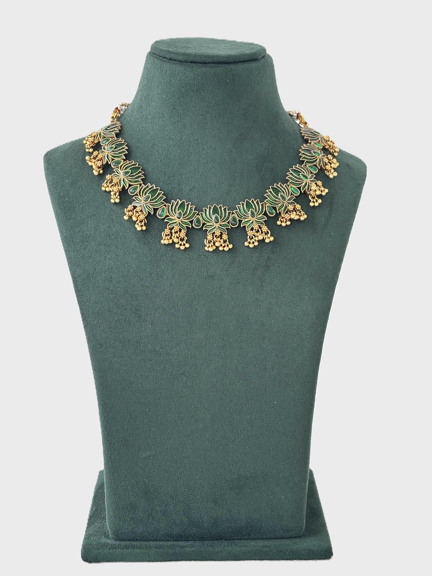 Green Lotus Kundan Necklace