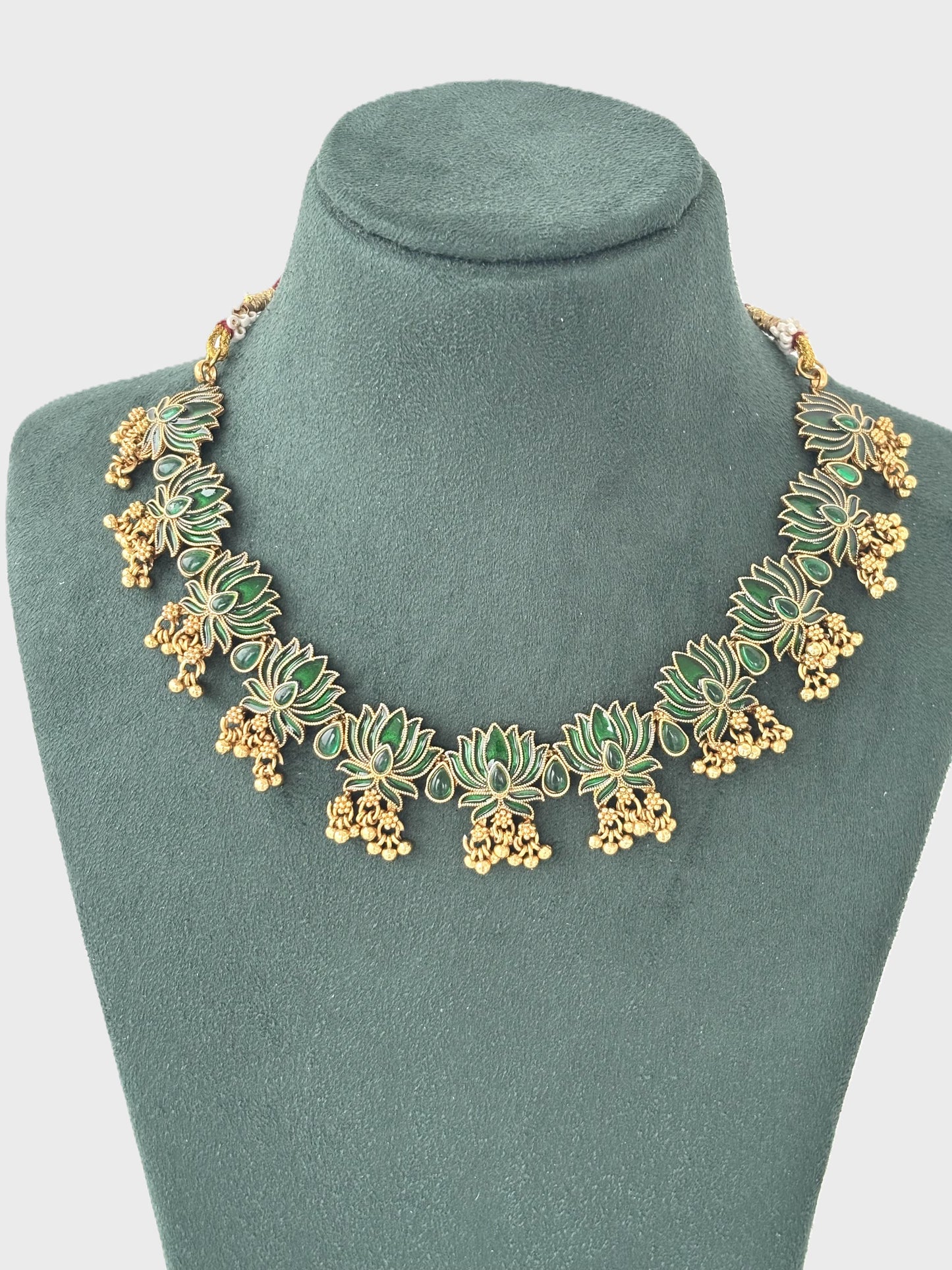 Green Lotus Kundan Necklace