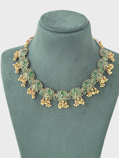 Green Lotus Kundan Necklace