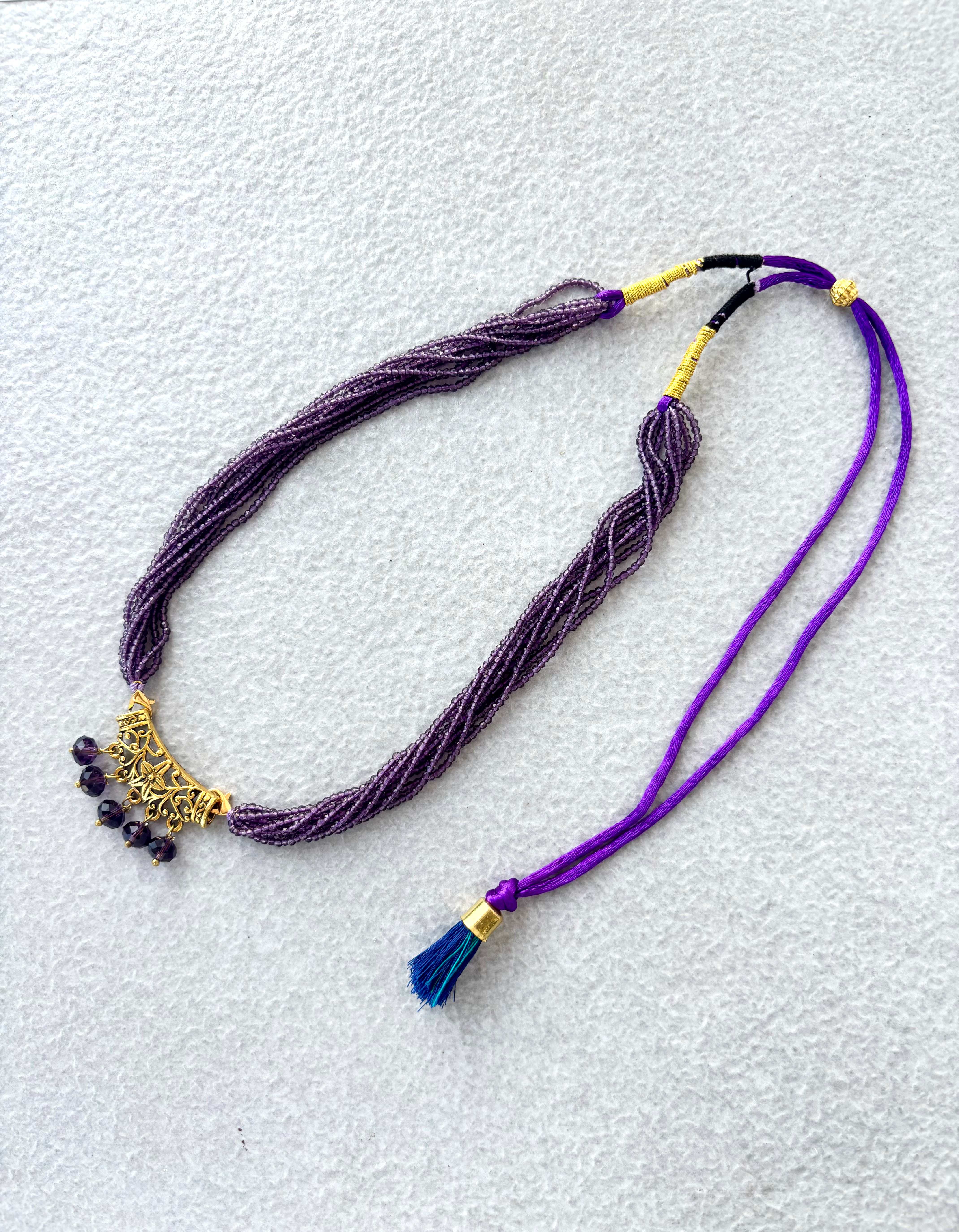 Purple Hydro Bead Multi-Strand Necklace