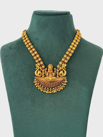 Divine Lakshmi Swan Matte Gold Haram Set
