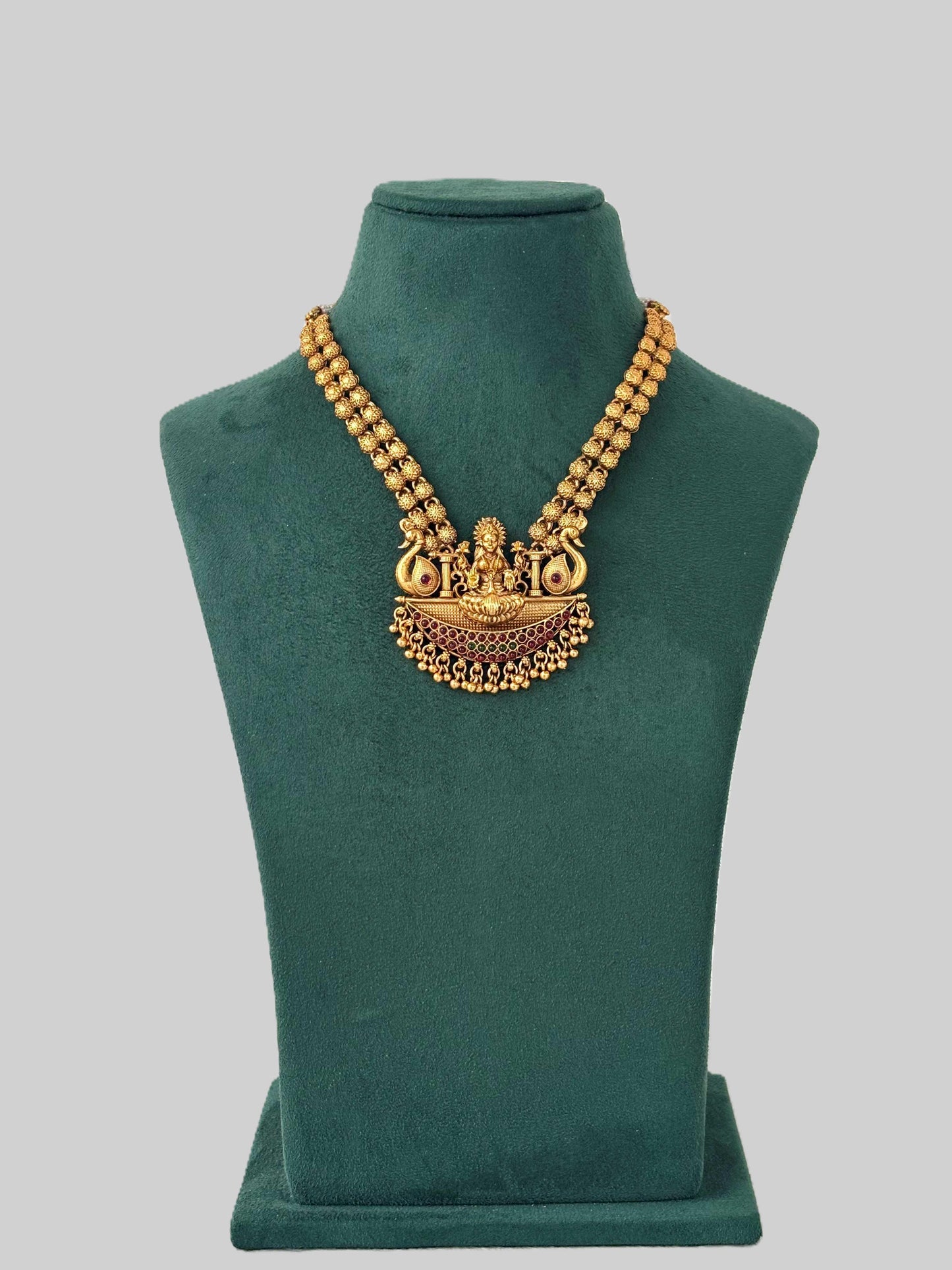 Divine Lakshmi Swan Matte Gold Haram Set