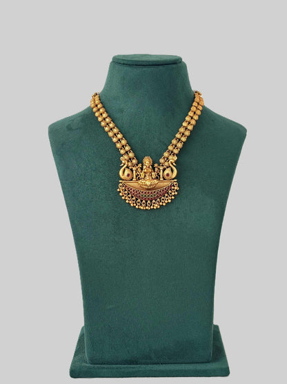 Divine Lakshmi Swan Matte Gold Haram Set