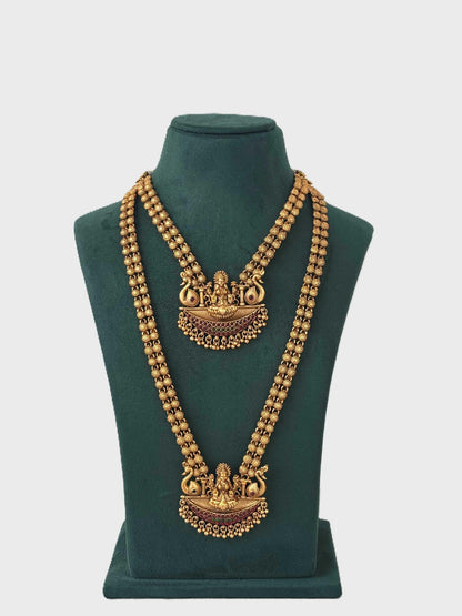 Divine Lakshmi Swan Matte Gold Haram Set
