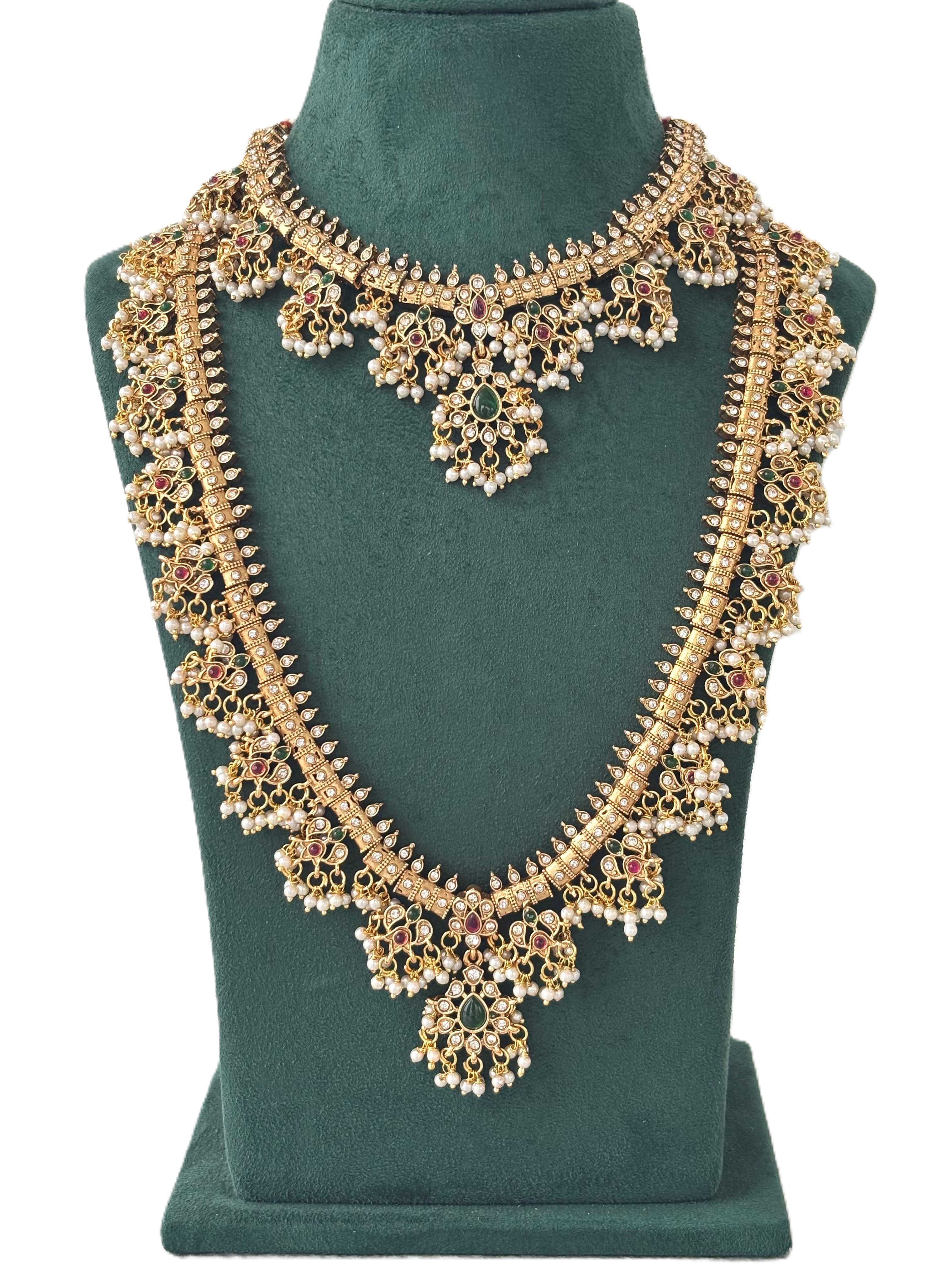 Guttapusalu Pearl Cluster Traditional Haram Set