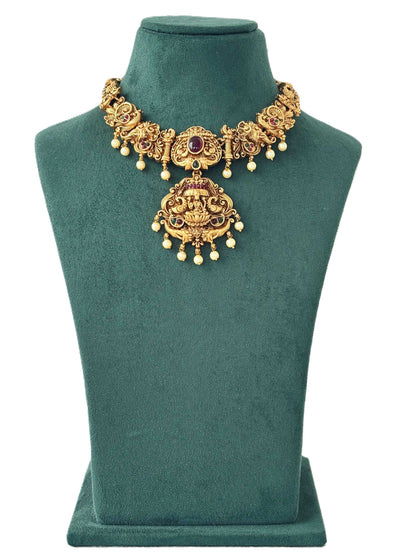 Antique Ruby Lakshmi Peacock Pendant Set