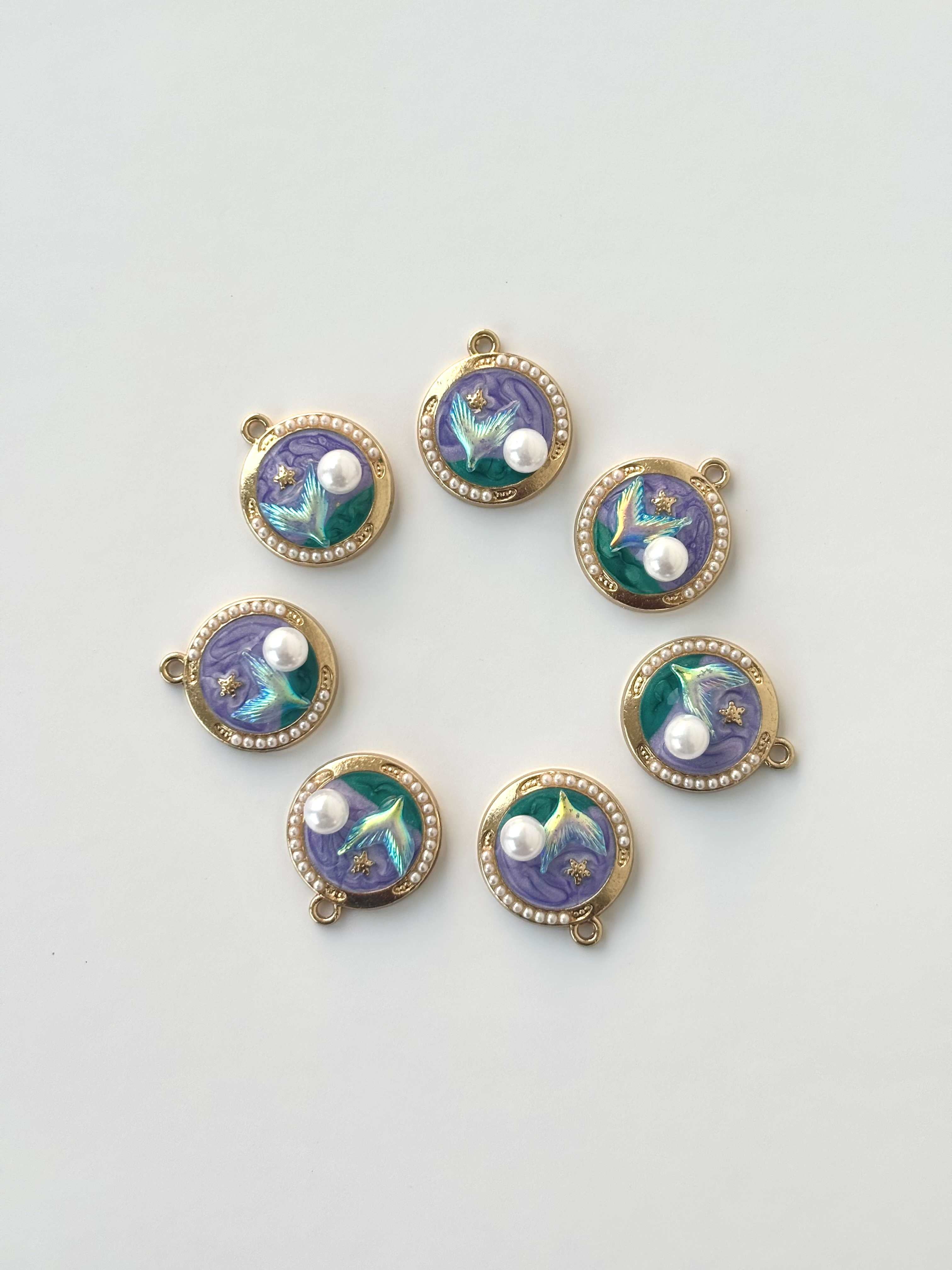 Iridescent Mermaid Tail Pearl Charms