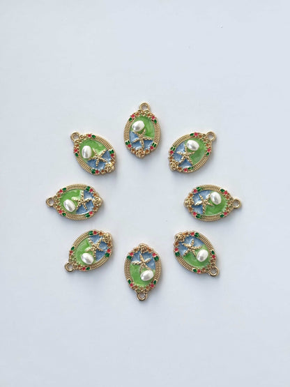 Starfish and Pearl Enamel Charms