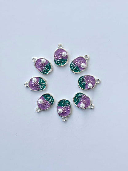 Lavender Field Enamel Charms