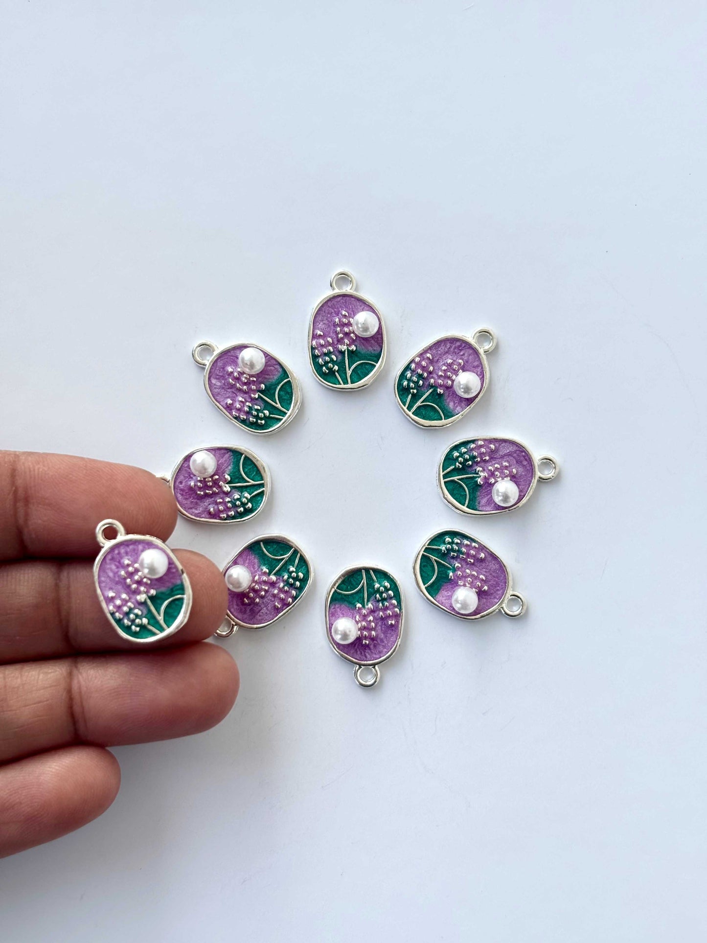 Lavender Field Enamel Charms