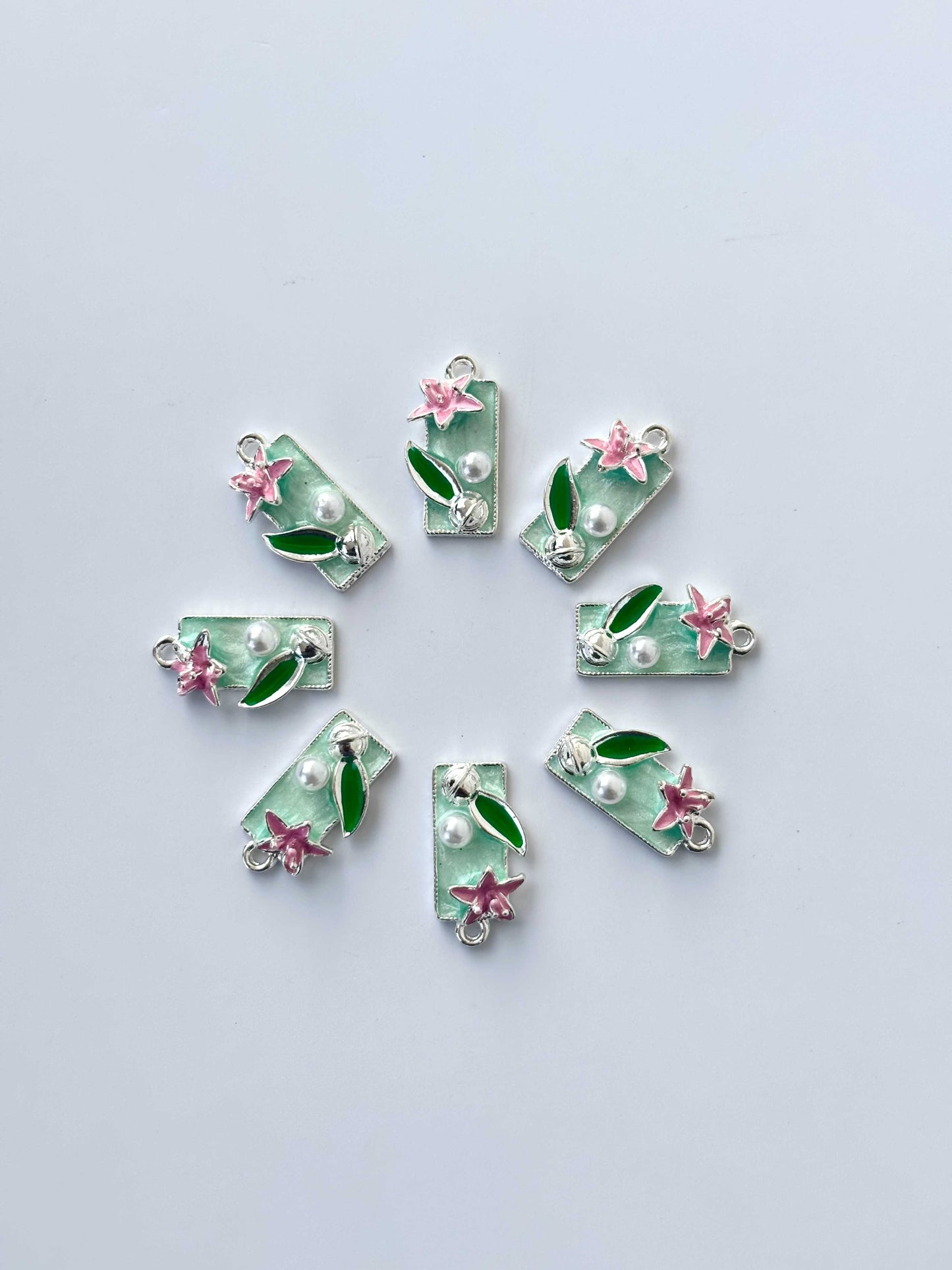 Mint Lily Enamel Charms