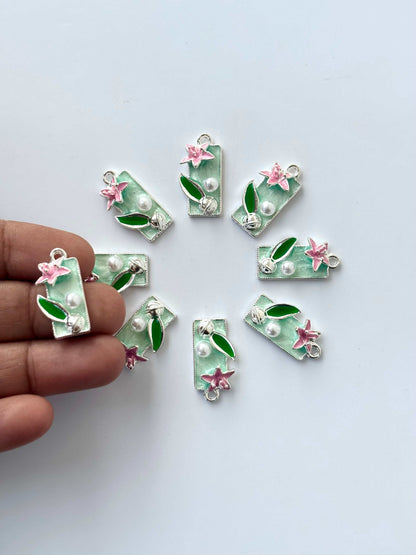 Mint Lily Enamel Charms