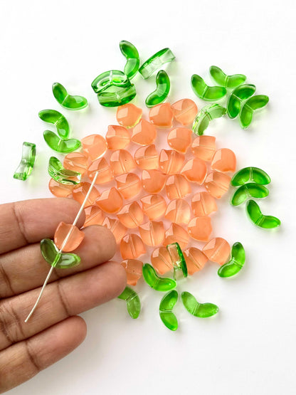 Orange Tulip Flower Beads