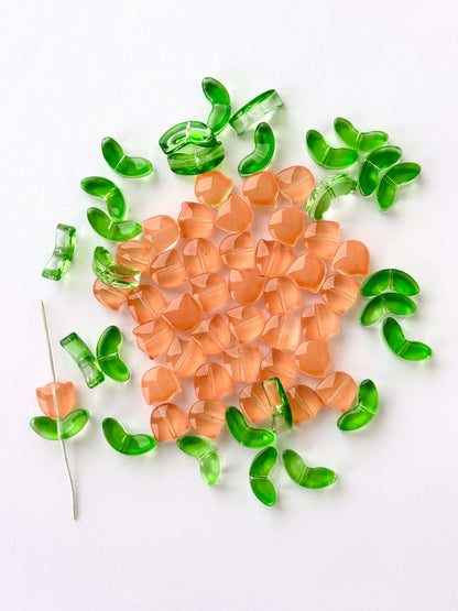 Orange Tulip Flower Beads