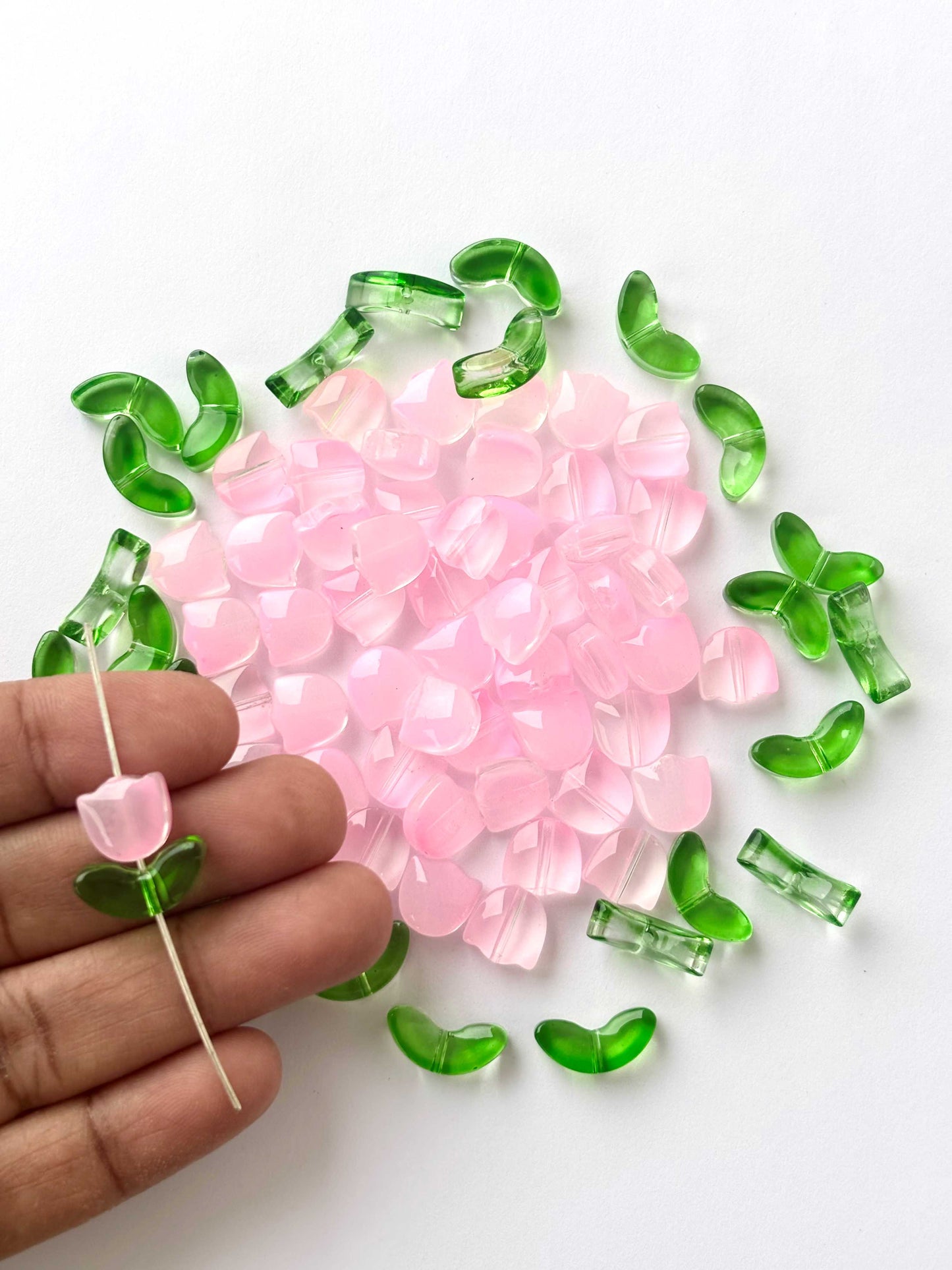 Translucent Pink Tulip Beads