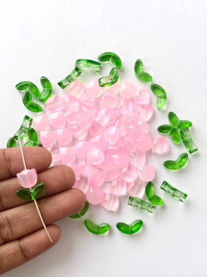 Translucent Pink Tulip Beads