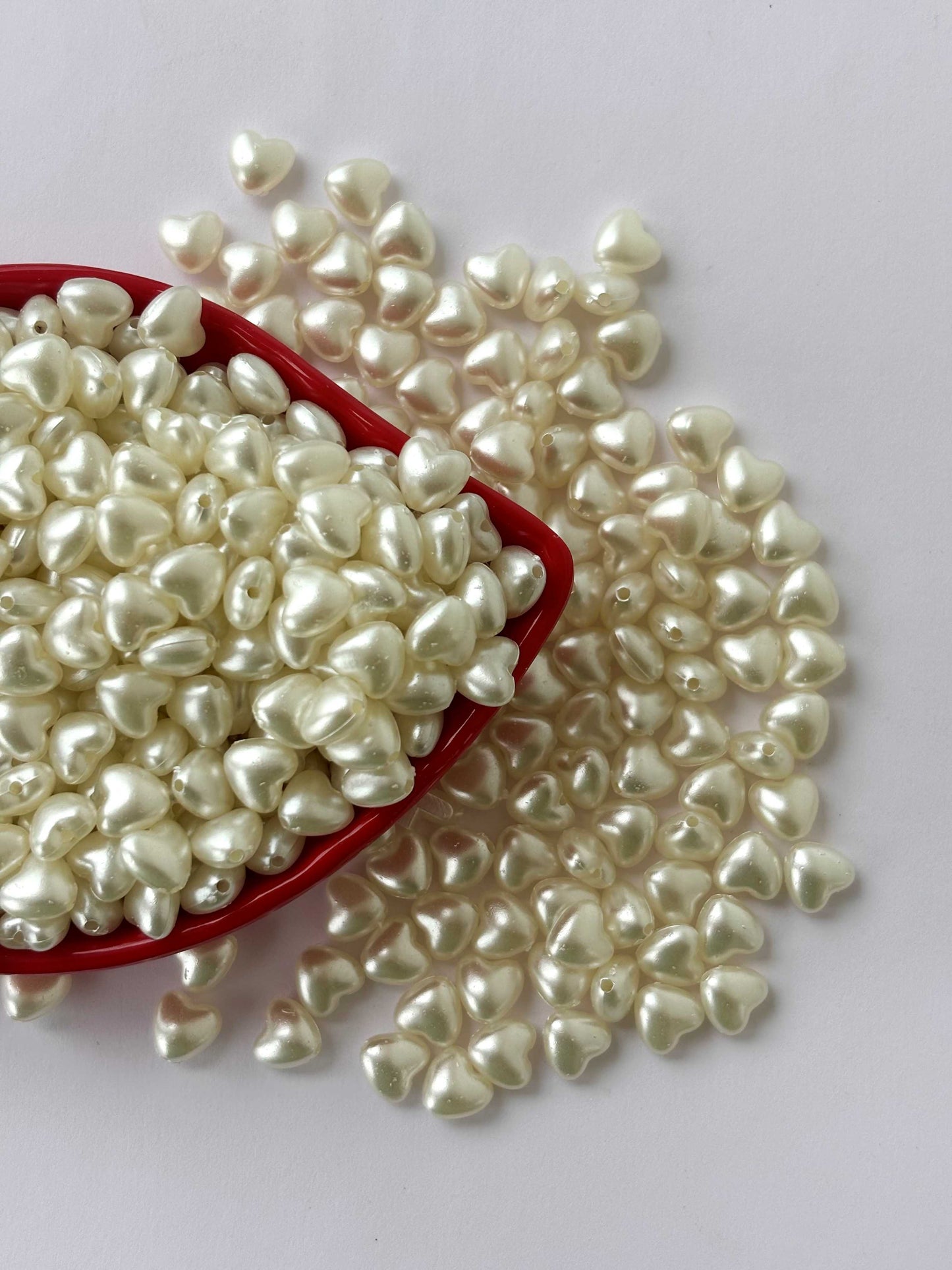 Small Cream Heart Pearl Beads