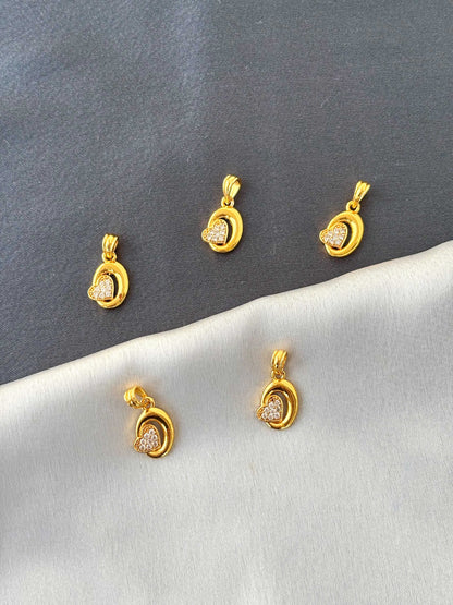 Golden Heart Pendants with White Stones