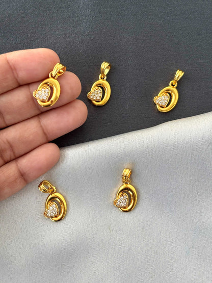 Golden Heart Pendants with White Stones