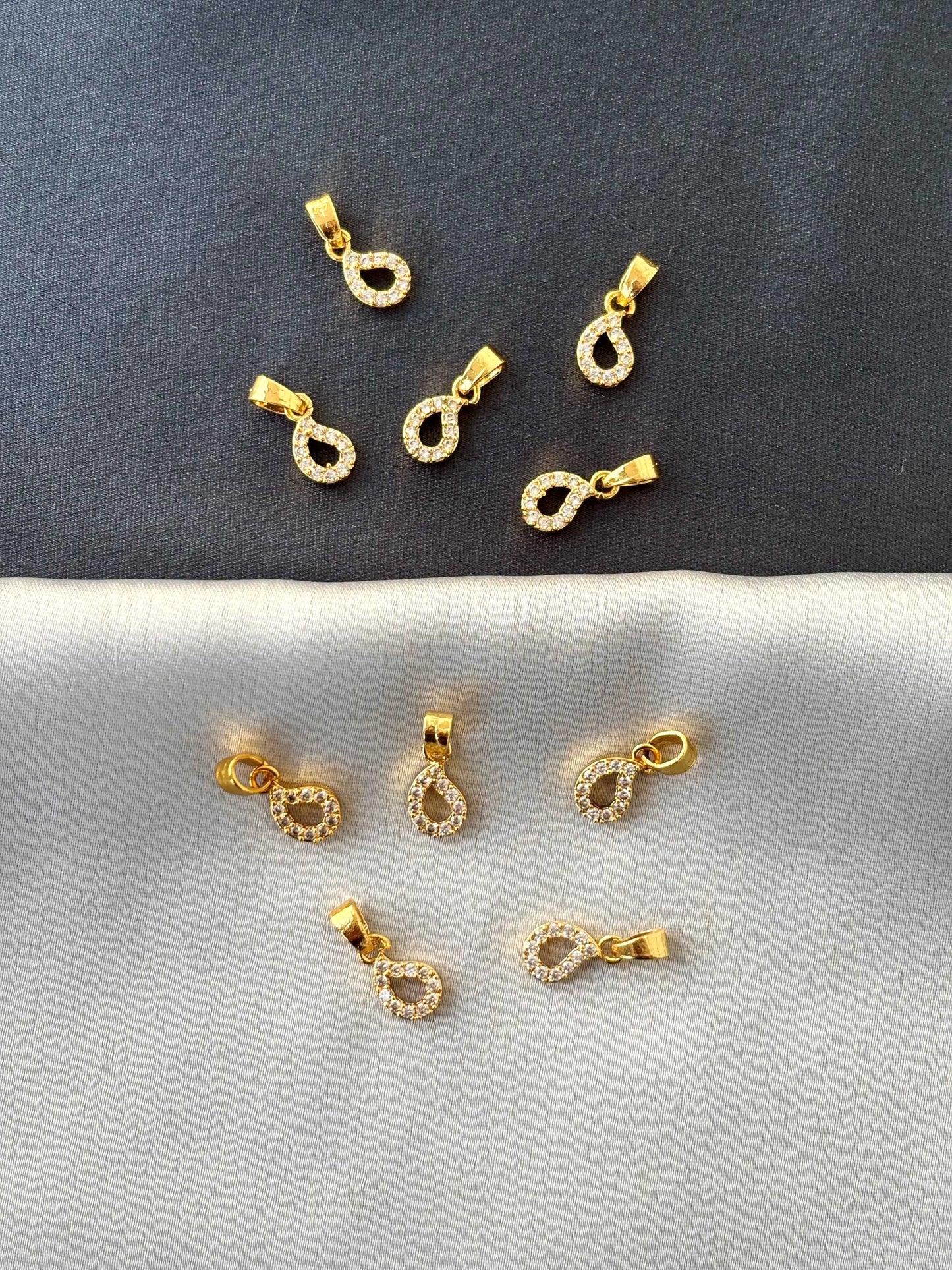 Gold-Plated Emerald-Cut White Gemstone Pendants