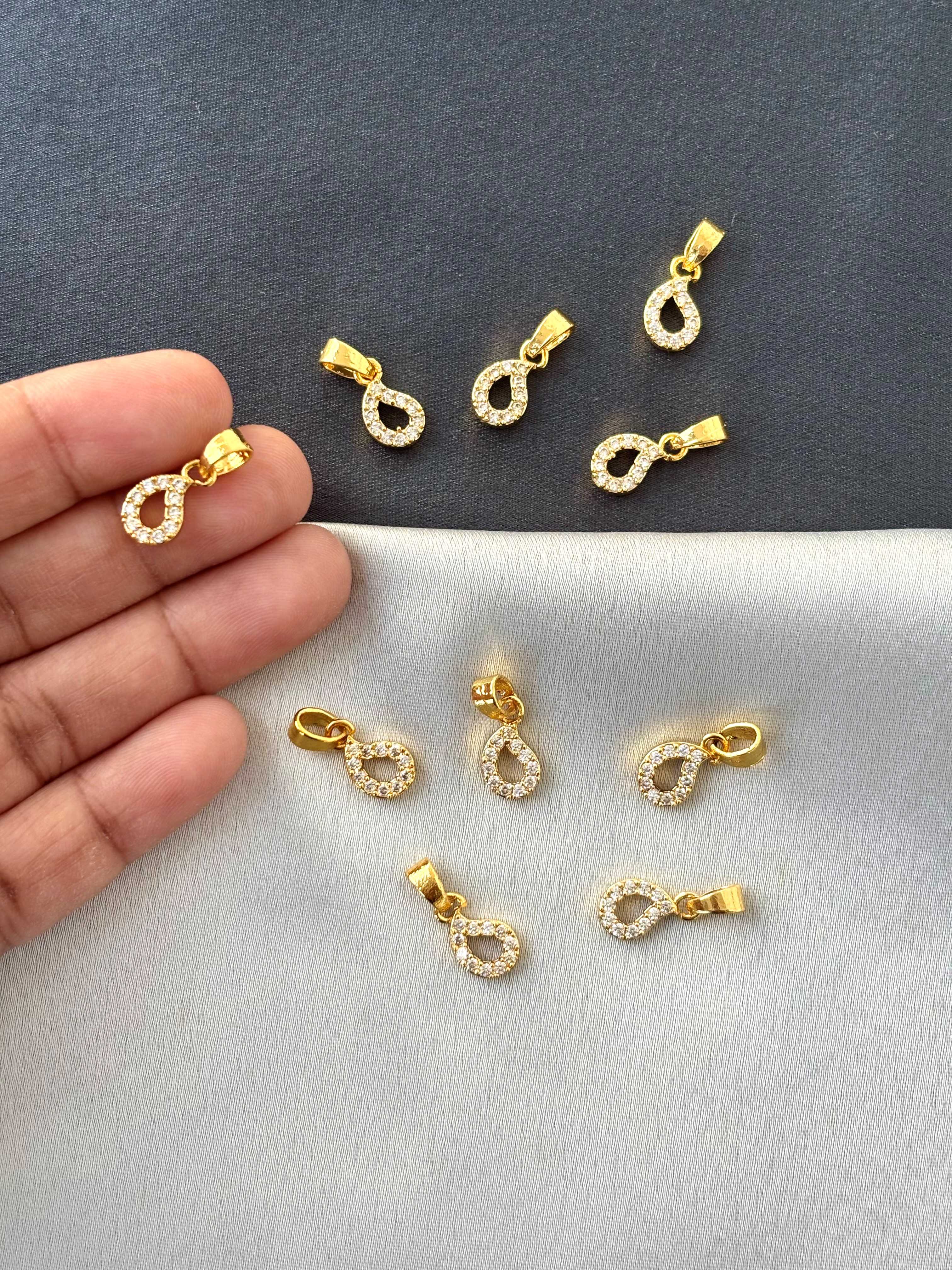 Gold-Plated Emerald-Cut White Gemstone Pendants
