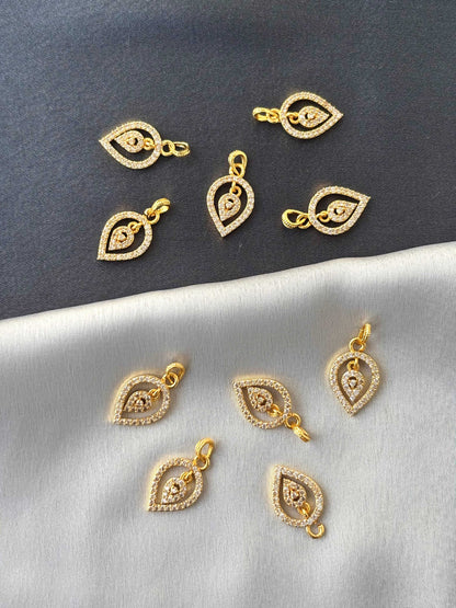 Gold-Plated Pave Crystal Leaf Pendants