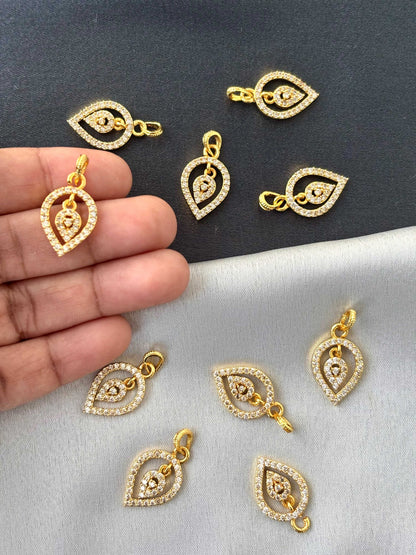 Gold-Plated Pave Crystal Leaf Pendants
