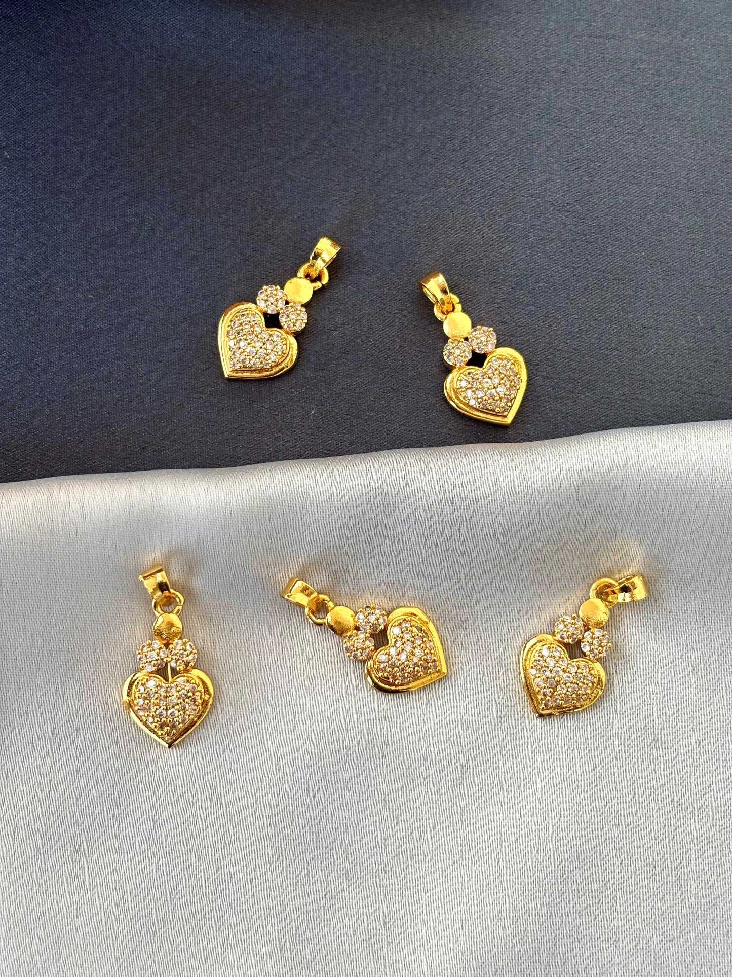 Gold-Plated Heart and Floral Pendants